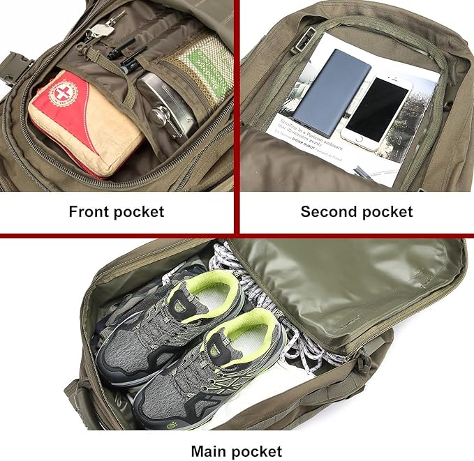HYKING Large Tactical Expandable Backpack 39L-64L Military Bug Out Bag With Waist Strap