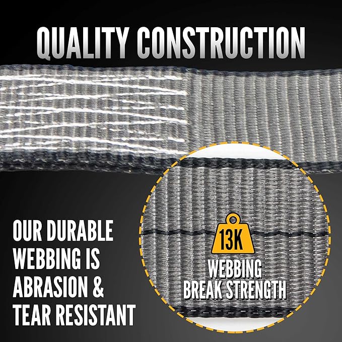US Cargo Control Blackline Ratchet Straps Heavy Duty (2-Pack), 2 Inch x 18 Foot Black Ratchet Straps with Double J Hooks, 13,000 LBS Break Strength, Heavy Duty Tie Down Straps for Trucks & Trailers
