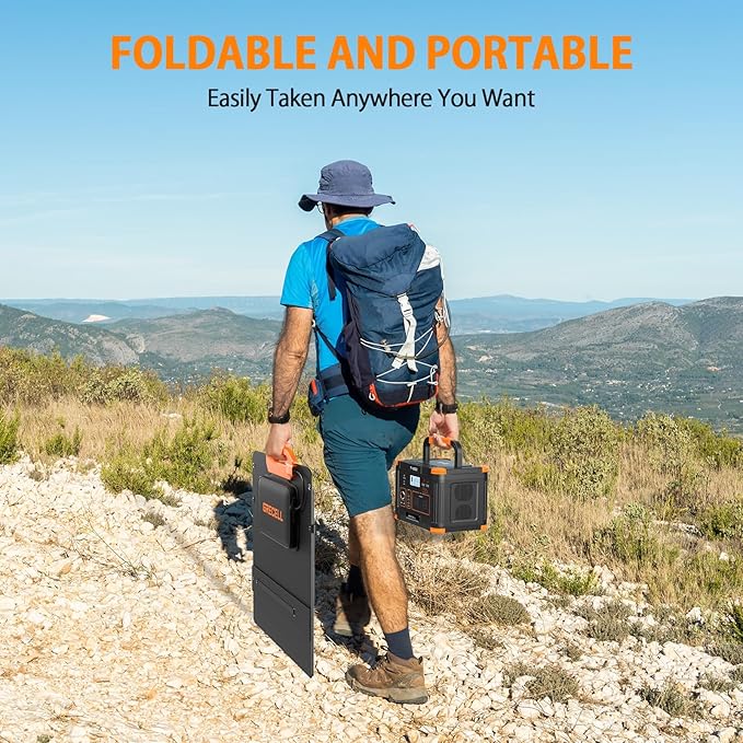 GRECELL 100W Solar Panel, 21.5V Portable Foldable Solar Panel 24% High Efficiency with Fast Charger and Adjustable Kickstand for Power Station, Solar Cell Charger for Outdoor Camping RV Van Travel