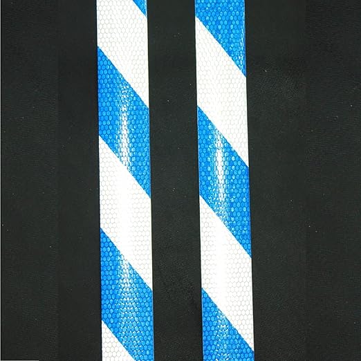 Blue and White Reflective Tape Outdoor Waterproof 1 inch X 166 feet, High Visibility Hazard Conspicuity Industrial Marking Tape