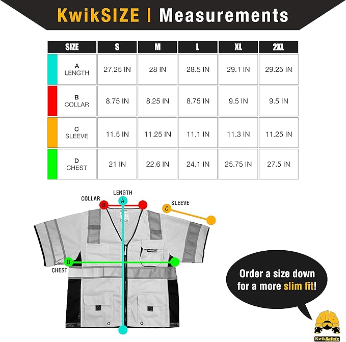 KwikSafety - Charlotte, NC - Men's & Women's Class 3 Safety Vest PPE Hi Vis Reflective ANSI OSHA