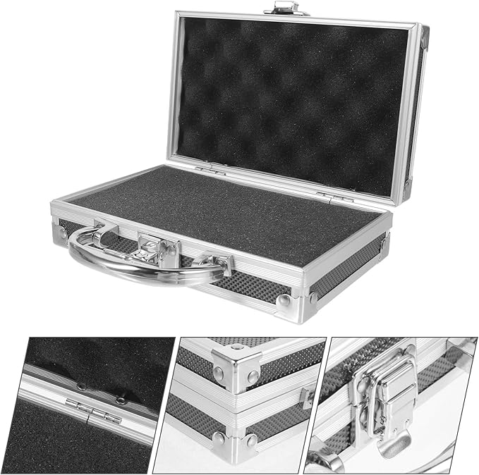 Lockable Aluminum Alloy Medicine Storage Box Foam, Portable Handle Briefcase for First Aid Essentials Organization