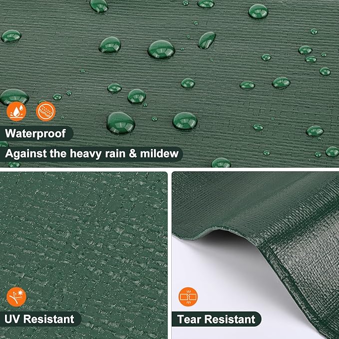 Tarp 6x8 Feet, 20 Mil Waterproof Tarps Heavy Duty with Brass Grommets, Thick Plastic Tarp, UV Resistant Tear&Fade Resistant, Reinforced Edges for Outdoor Pool Car Camp Tent