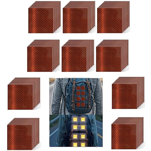 Non Fading Brown Reflective Stickers 4 inch X 4 inch, Outdoor Waterproof High Visibility Warning Safety Adhesive Reflector Tape (100 Pcs)