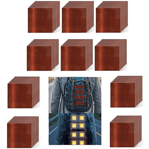 Non Fading Brown Reflective Stickers 2 inch X 2 inch, Outdoor Waterproof High Visibility Warning Safety Adhesive Reflector Tape (100 Pcs)