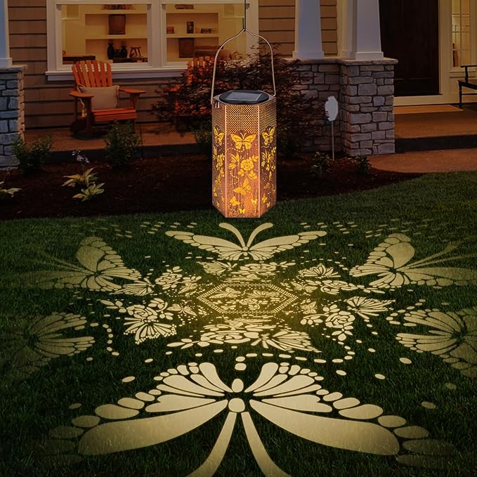 Christmas Gifts for Women Mom - Butterfly Solar Lights Outdoor - Butterflies Solar Lanterns Outdoor Waterproof Garden Decoration for Outside, Outdoor, Yard, Lawn