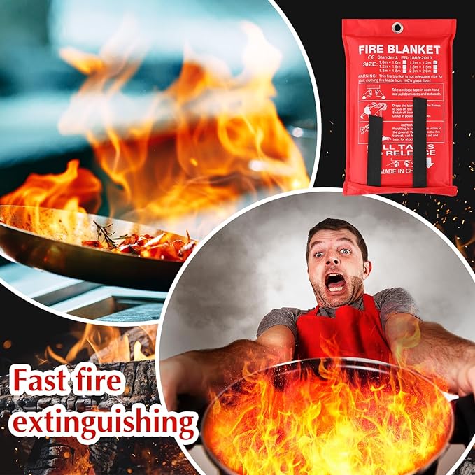 Macarrie 10 Pack 47" x 47" Fire Blanket Emergency for Home Kitchen Safety Suppression Blanket Fiberglass Fireproof Survival for Car Office
