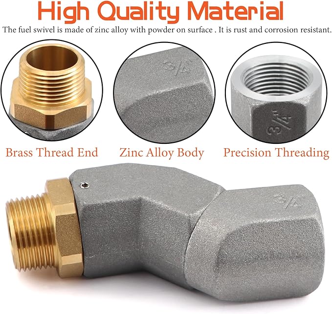 3/4" Fuel Transfer Hose 20FT,Farm Pump Hose Male NPT Connector with Fuel Hose Swivel for Gasoline,Diesel,Biodiesel
