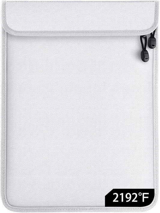kanhiro Upgraded Two-Pocket Fireproof Document Bag 2192℉ Fireproof & Water-Resistant Money Bag with Zipper, Important Document Organizer for Passport, Cash, Valuables, Legal Files Safe
