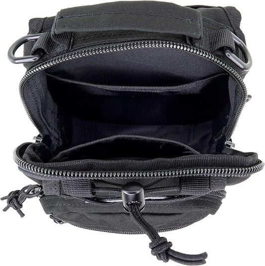 LINE2design First Aid Sling Backpack - EMS Equipment Emergency Medical Supplies Tactical Range Shoulder Molle Bag - Heavy Duty Sports Outdoor Rescue Pack - Perfect for Camping Hiking Trekking - Black