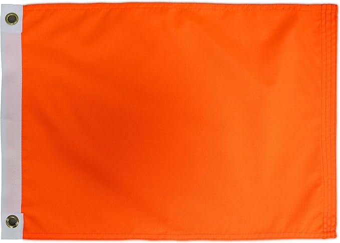 Heavy Duty Orange Safety Flag 12x18 Inch -Longest Lasting Oxford Nylon 210D | Four Rows Stitching Fly Ends | Attention Safety Flags Decoration Gift Boat UTV ATV Car Bike Yacht Warning Banner