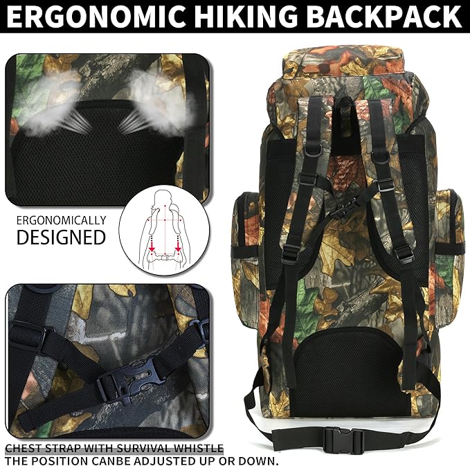 Hiking Backpack for Men 70L/100L Camping Backpack Military Rucksack Molle 3 Days Assault Pack for Climbing