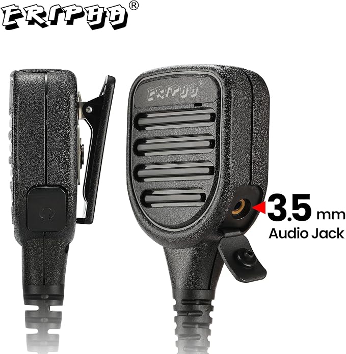 Shoulder Mic Speaker Compatible with Motorola XPR 3000 3000e 3300 3300e 3500 3500e Waterproof IP56 Two Way Radio Speaker Microphone with 3.5mm Jack (Black)