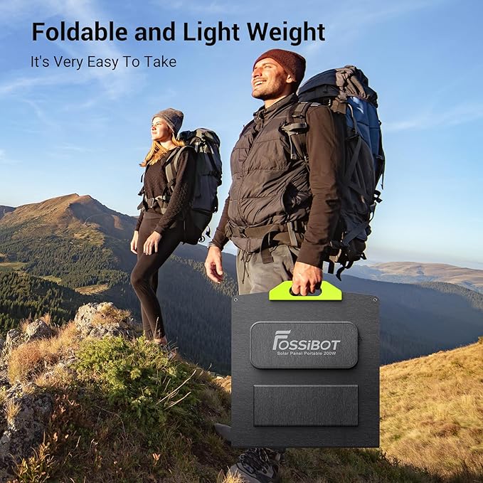 FOSSiBOT Solar Panel SP200 Foldable Solar Panel 200 Watts Adjustable Kickstands for Home, RV