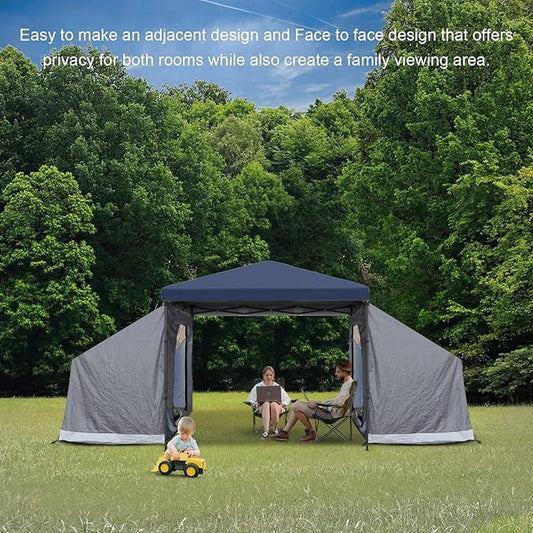 KAMPKEEPER Side Tent,Camping Tent for 10' x 10' Pop Up Canopy, Easy Set Up Gazebo,Compatible with 10' Wide Canopy Tents (Grey)