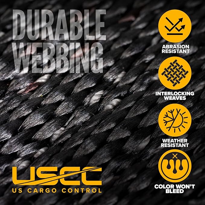 US Cargo Control Wire Hook Ratchet Straps 2 Inch x 12 Foot (10-Pack), 10,000 LBS Break Strength, Ratchet Straps Heavy Duty with Double J Hooks, Black Cargo Tie Downs for Flatbed Trailers and Trucks