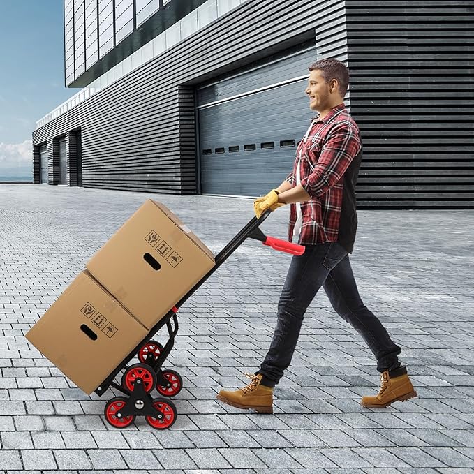 RedSwing Stair Climbing Hand Truck - 330lb Heavy Duty 6-Wheel Dolly Cart, Adjustable Telescoping Handle, Thickened Stair Climber Dolly for Moving Furniture, Appliances, Boxes, Home & Warehouse Use