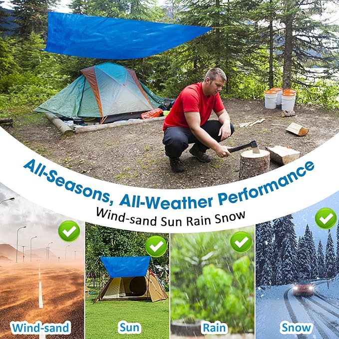 Double-Sided Waterproof Poly Tarp 20x30 Feet 5mil Thick Polyethylene Tarps, Perfect for Outdoor Use, Plastic Cover & Mat for Tent Camping Storage Boat Bikes Vehicles