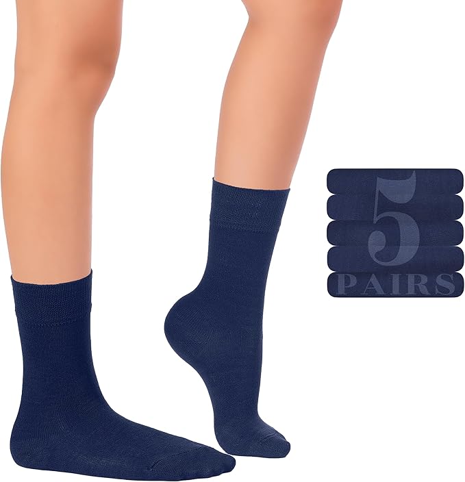Hugh Ugoli Kids School Uniform Rayon Derived from Bamboo Dress Crew Socks for Toddlers to Youth, 3T - 14 Years Old, 5 Pairs