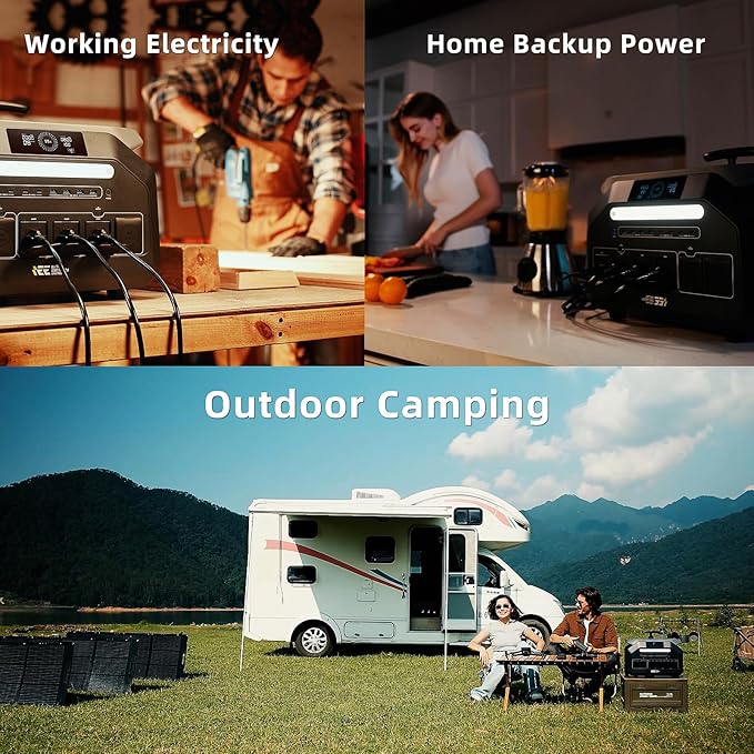 IEE 3200W Solar Generator P3200 with 500W Solar Panel, 2048Wh Portable Power Station, 1800W AC Charging & 1000W Solar Charging, LFP Battery, 14 Output Ports, APP Control, for Home Backup, Camping, RV