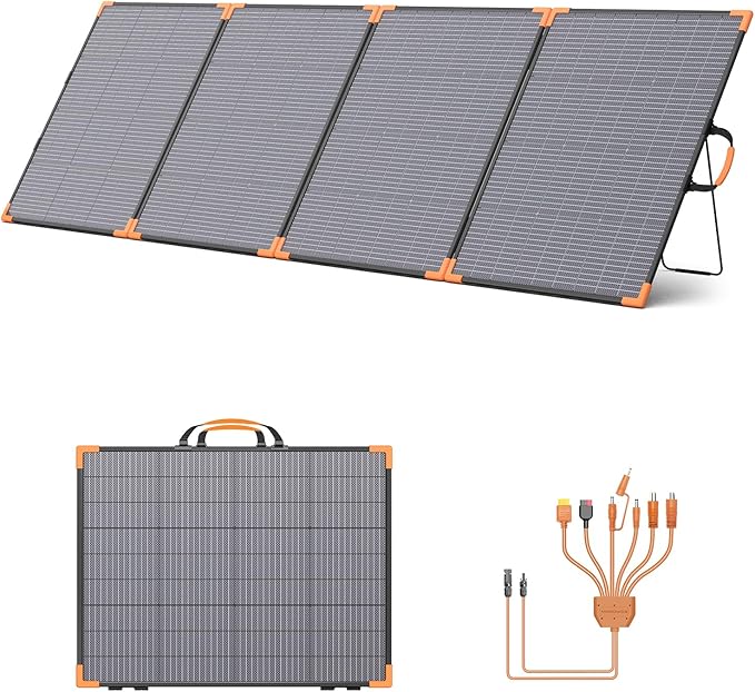 400W Bifacial Portable Solar Panel, 33V Lightweight Foldable Solar Charger for Power Station, IP68 Waterproof 23.5% High Efficiency with Adjustable Kickstands for Camping RVs Home Backup