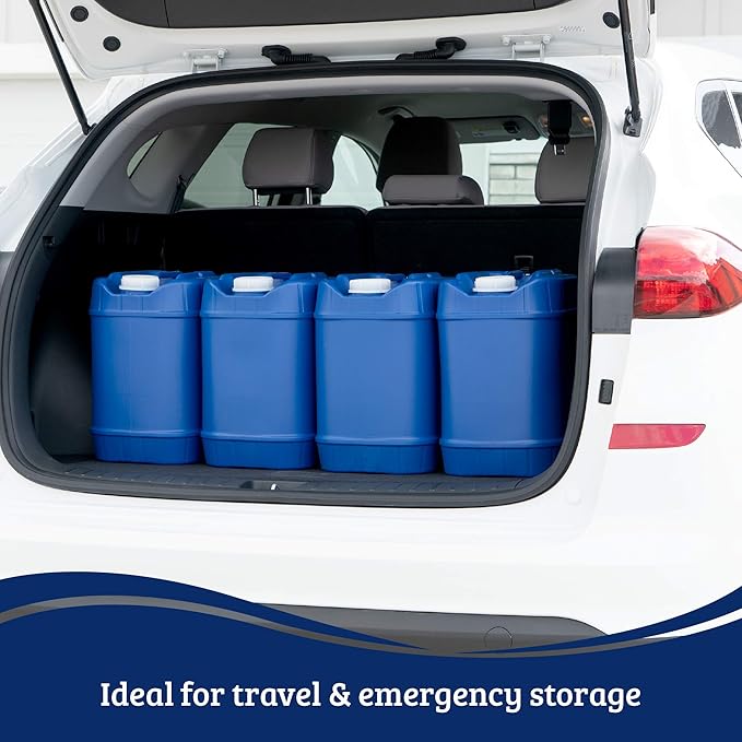 5-Gallon Stackable Water Storage Containers, Emergency Water Storage for Camping and Disaster Preparedness, 80 Gallons