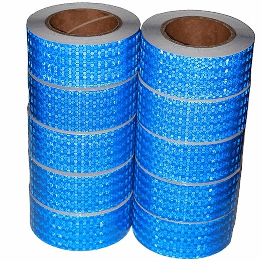 Blue Reflective Tape 2 inch Wide, Outdoor Waterproof High Visibility Warning Industrial Marking Tape, Safety Stickers (68 feet,10 Rolls)