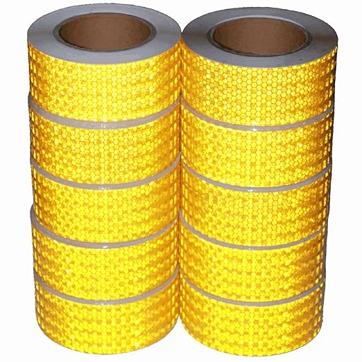 Industrial Reflective Tape Yellow 2 inch for Bikes, Outdoor Waterproof High Visibility Safety Adhesive Stickers Strips (66 feet, 10 Rolls)