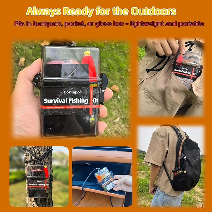 Mini Survival Fishing Kit Small Emergency Fishing Gear Box Pocket Fishing Tackle Travel Fishing Shoebox Surf Survivalist Fishing Accessories Pack Gifts for Fishing Starter Men