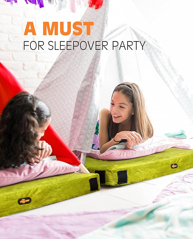 3 Inch Memory Foam Camping Mattress, Dual Layer Thick Sleeping Camp Pad for Car Tent Cot, Roll-Up Portable Glamping Floor Bed for Guests Sleepover