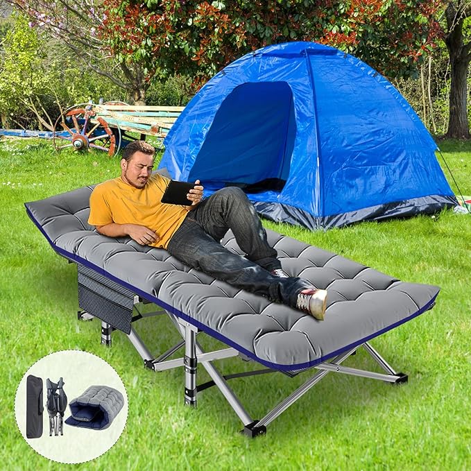 ABORON Heavy-Duty Folding Guest Bed for Adults, 500lb Capacity, Portable Extra Cot with 1252D Double Layer, Ideal for Indoor Guest Stays & Temporary Home Use