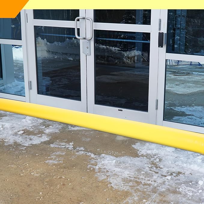 Amylove 4 Pcs PVC Inflatable Flood Barriers for Home Reusable Garage Water Prevention Barriers Flood for Rain Snow Melted Garage Door Basement Home(12 ft x 8 in x 4 in,Yellow)