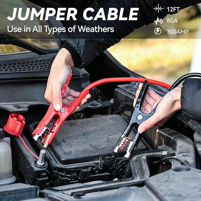 Car Emergency Kit with Jumper Cable, First Aid Kit, Winter Travel Assistance with Detachable Snow Shovel, Safety Emergency Kit for Cars, Trucks