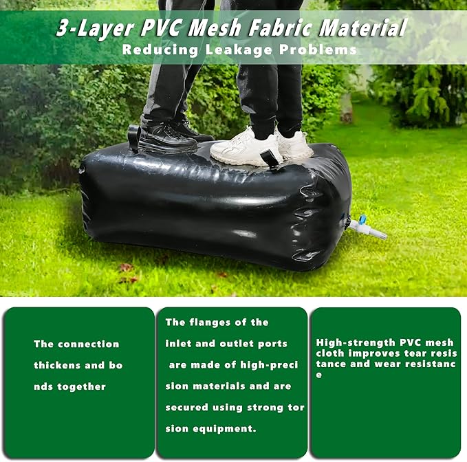 MXQMKL 1400 L/370 gal Water Bladder Storage Containers, Foldable Portable Water Tank Large Capacity Soft Water Bag, Drought Resistance, Fire Prevention, Emergency Water