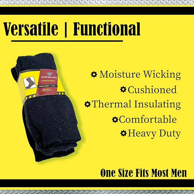 48 Pairs Bulk Thermal Winter Socks for Men, Warm Heavy Duty Cold Resistant Thick Boot Sock