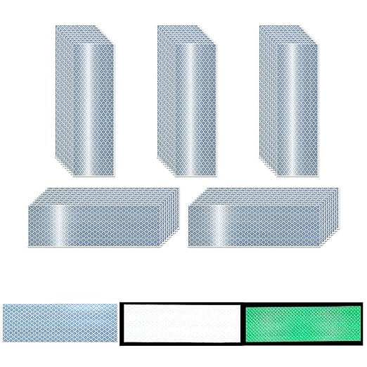 Glow in The Dark Reflective Stickers 2 inch X 6 inch for Truckskes, Warning Strong Safety Adhesive Reflective Strips (50 Pcs)
