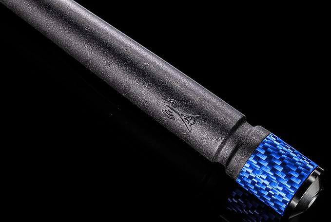 Votex - 13 3/4 Inch Short Flexible Rubber Antenna - USA Stainless Steel Threading - Blue Carbon Fiber Trim - Tuned Internal Copper Coil - Part Number A601-6M-15