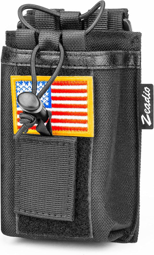 Zeadio MOLLE Compatible Radio Pouch - Versatile Walkie Talkie Holder with Hook and Loop Panel for Two-Way Radio Walkie Talkies, Pack of 1