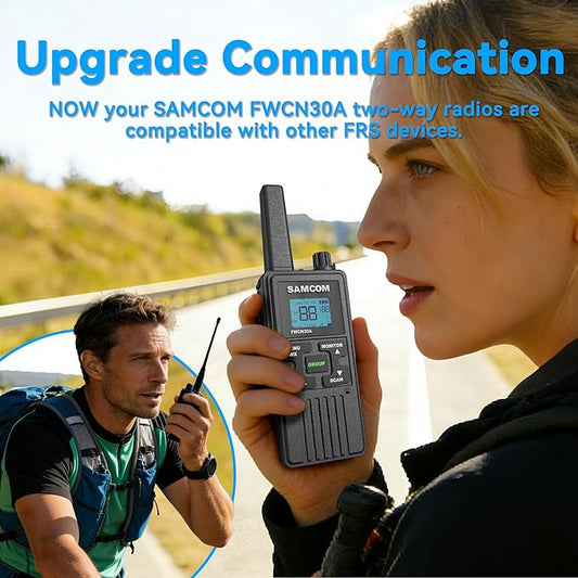 SAMCOM FWCN30A Group Walkie Talkies Long Range, Rechargeable 1250mAh Battery 22 FRS Channel Two Way Radios with Earpieces for Adults, Handheld Walky Talky with Type-C Cable,4 Packs