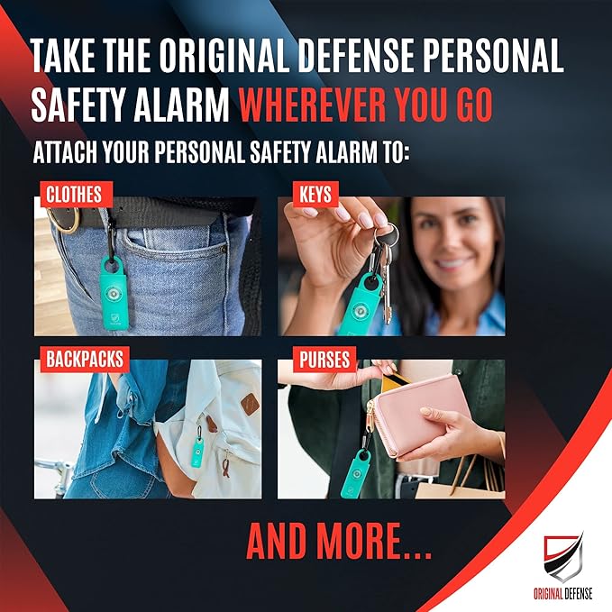 Original Defense® Siren Self-Defense Alarm - 130 dB Keychain Alarm with LED Strobe Light for Women, Children, and Elderly - Police Recommended - (Mint, 1 Count)