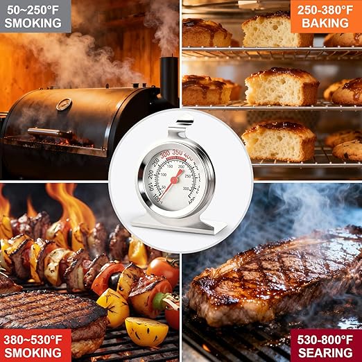 CloudHand Oven Thermometer 50-300°C/100-600°F Electric/Gas Oven Temperature Gauge Baking Thermometer Stainless Steel Instant Read Thermometer for Cooking 2Pcs