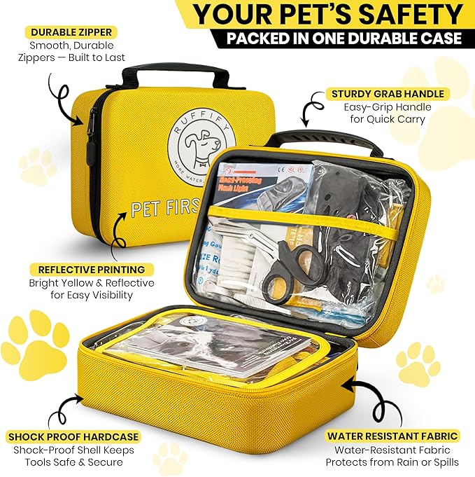 Dog First Aid Kit – 27 Essential Items Pet Emergency Kit Accessories for Car, Travel, Hunting, Hiking & Camping Gear with Mini Pouch for Home, Office & Outdoor Adventures