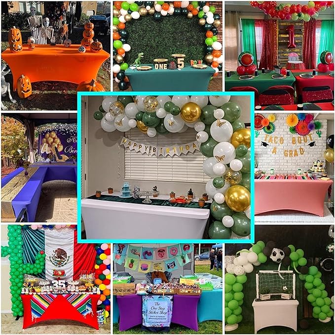 IVAPUPU 6FT Table Cloth for Rectangular Fitted Events Stretch Red Table Covers Washable Cover Spandex Tablecloth Protector for Party, Wedding, Cocktail, Banquet, Festival