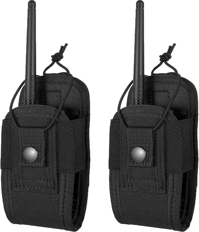 Tactical Radio Holder Radio Holster Molle Radio Pouch Universal Radio Case Military Heavy Duty Radio Bag for Police Firefighter Two Ways Walkie Talkies Vest (Black-small-2 pack)