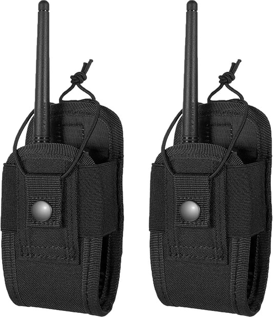 Tactical Radio Holder Radio Holster Molle Radio Pouch Universal Radio Case Military Heavy Duty Radio Bag for Police Firefighter Two Ways Walkie Talkies Vest (Black-small-2 pack)