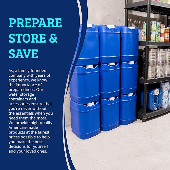 5-Gallon Stackable Water Storage Containers, Emergency Water Storage for Camping and Disaster Preparedness, 30 Gallons