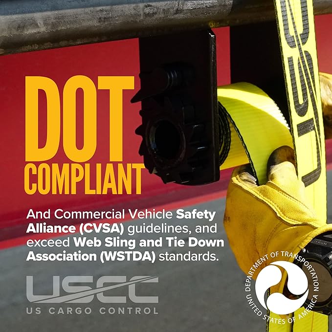 US Cargo Control 4" x 30' Winch Straps with Twisted Sewn Loops (2-Pack), 5,400 LBS Working Load Limit, Heavy Duty Flatbed Tie Downs, Yellow 4 Inch Straps for Flatbed Trailers and Trucks