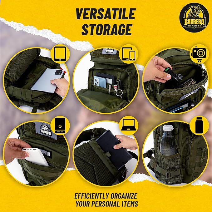 25 L Tactical Backpack: durable military-style backpack with MOLLE system for everyday use, gym, hiking, fishing, camping, and outdoor sports. (Olive Drab, Army green/Military Style)