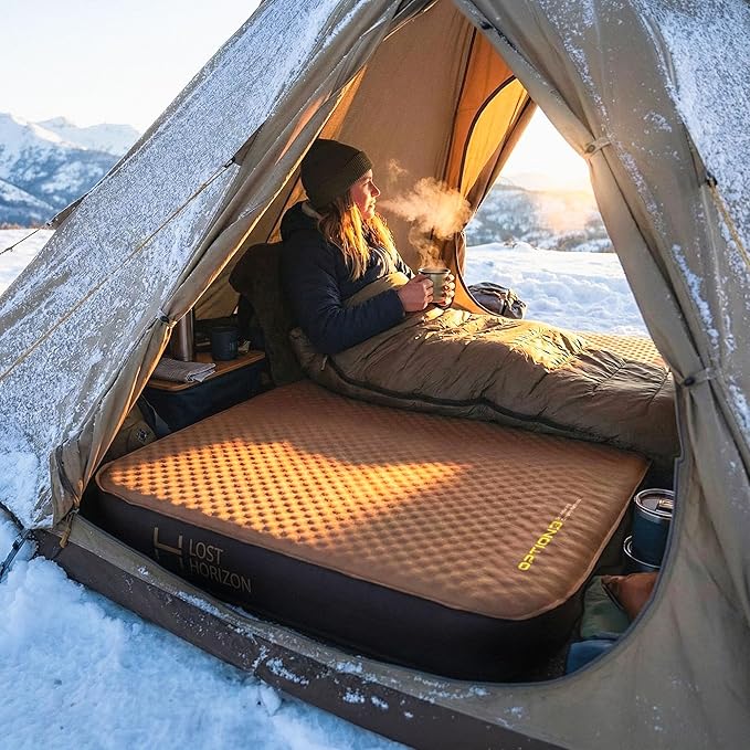 LOSTHORIZON Air & Foam Camping Mattress, Self-Inflating Sleeping Pad, 4.5" Thick, with Air Pump, Twin