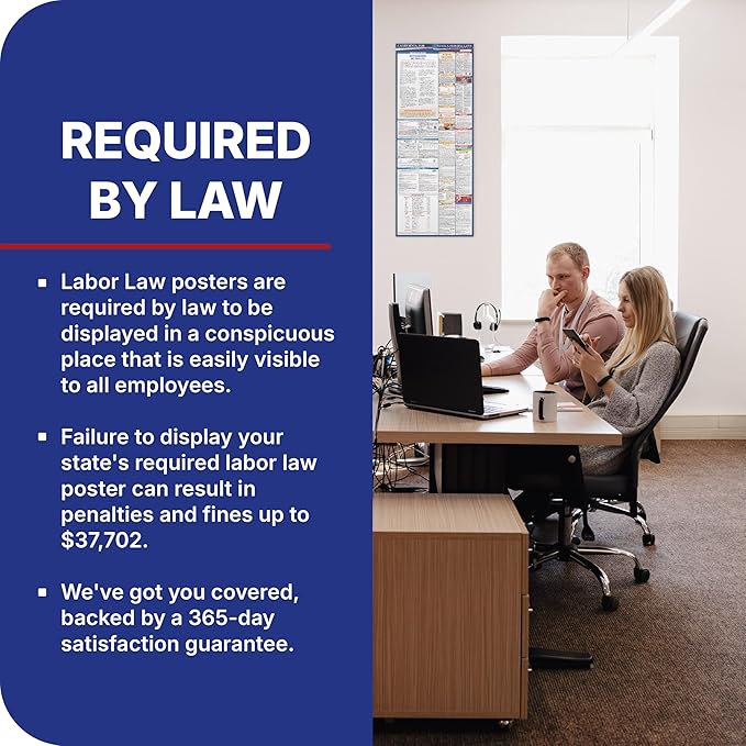 2026 California State and Federal Labor Law Poster - English Version - OSHA Workplace Compliant - Mandatory Regulations All-in-One Required Compliance Posting for Employees 17" x 40" Laminated (English)